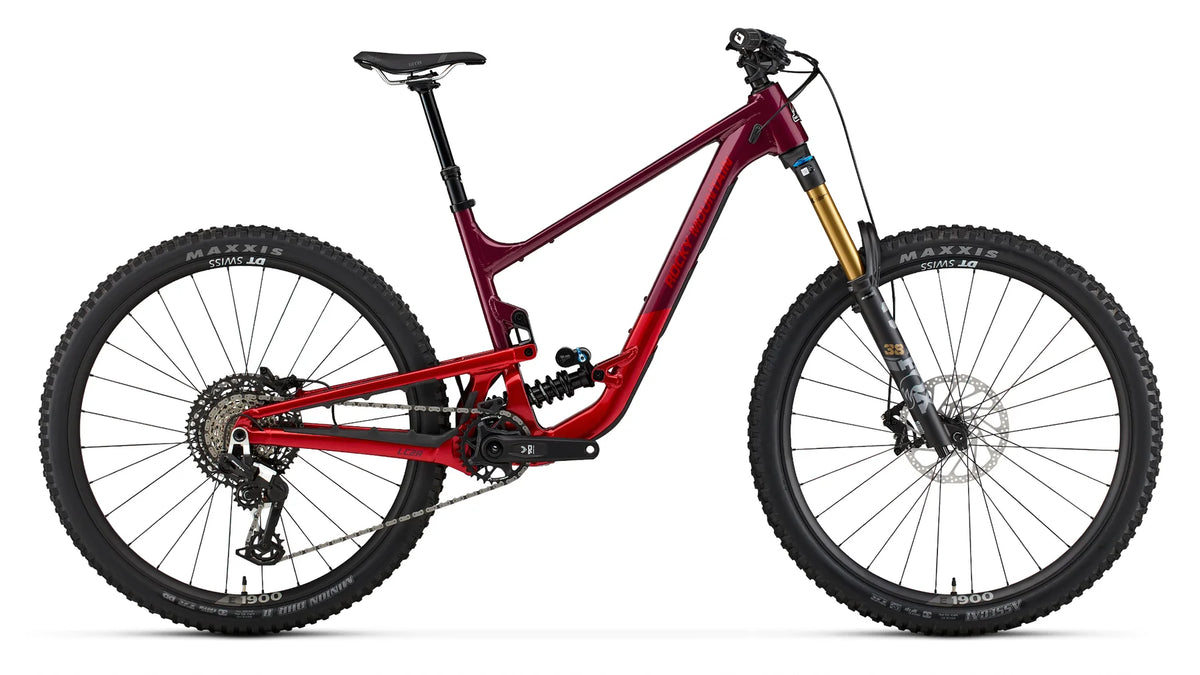 Red mountain bike on a white background