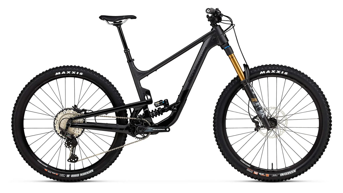 Black mountain bike on a white background