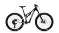 Black mountain bike with Maxxis tires on a white background