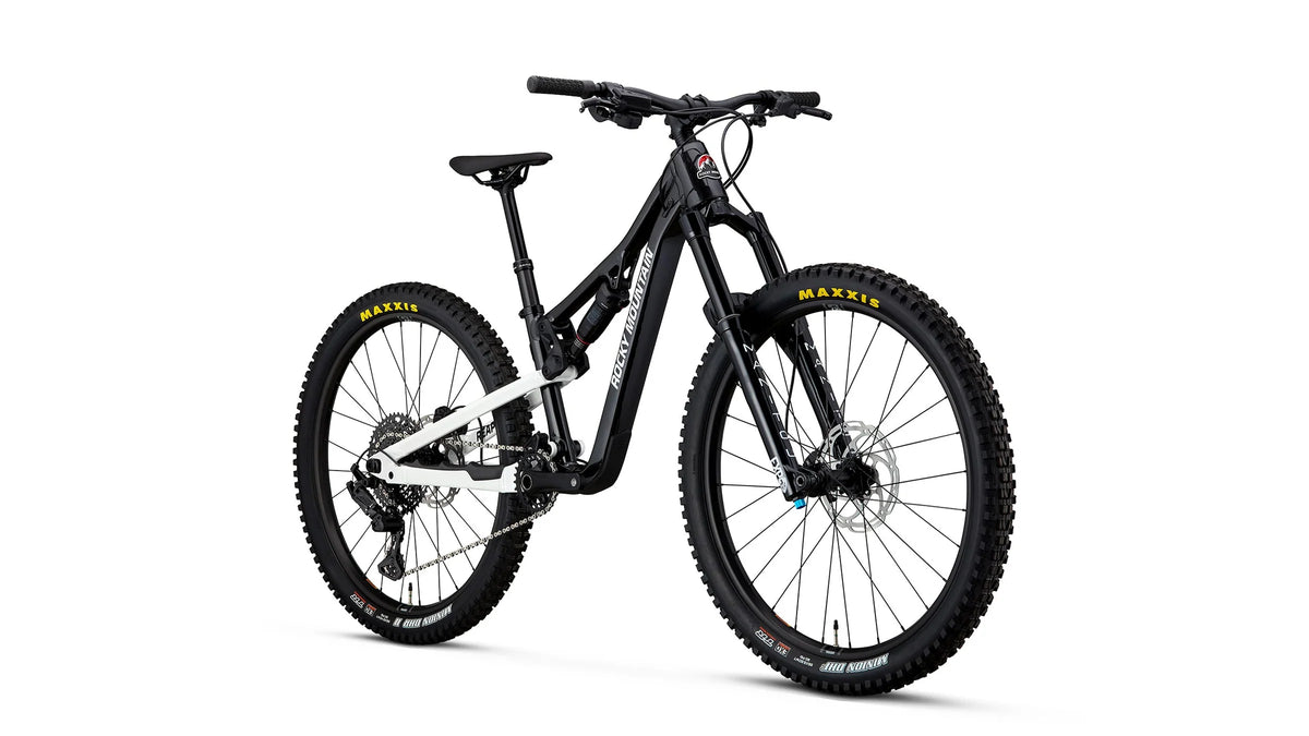 Black mountain bike on a white background