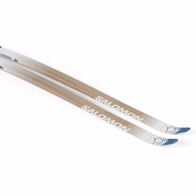 Two skis with Salomon branding on a white background