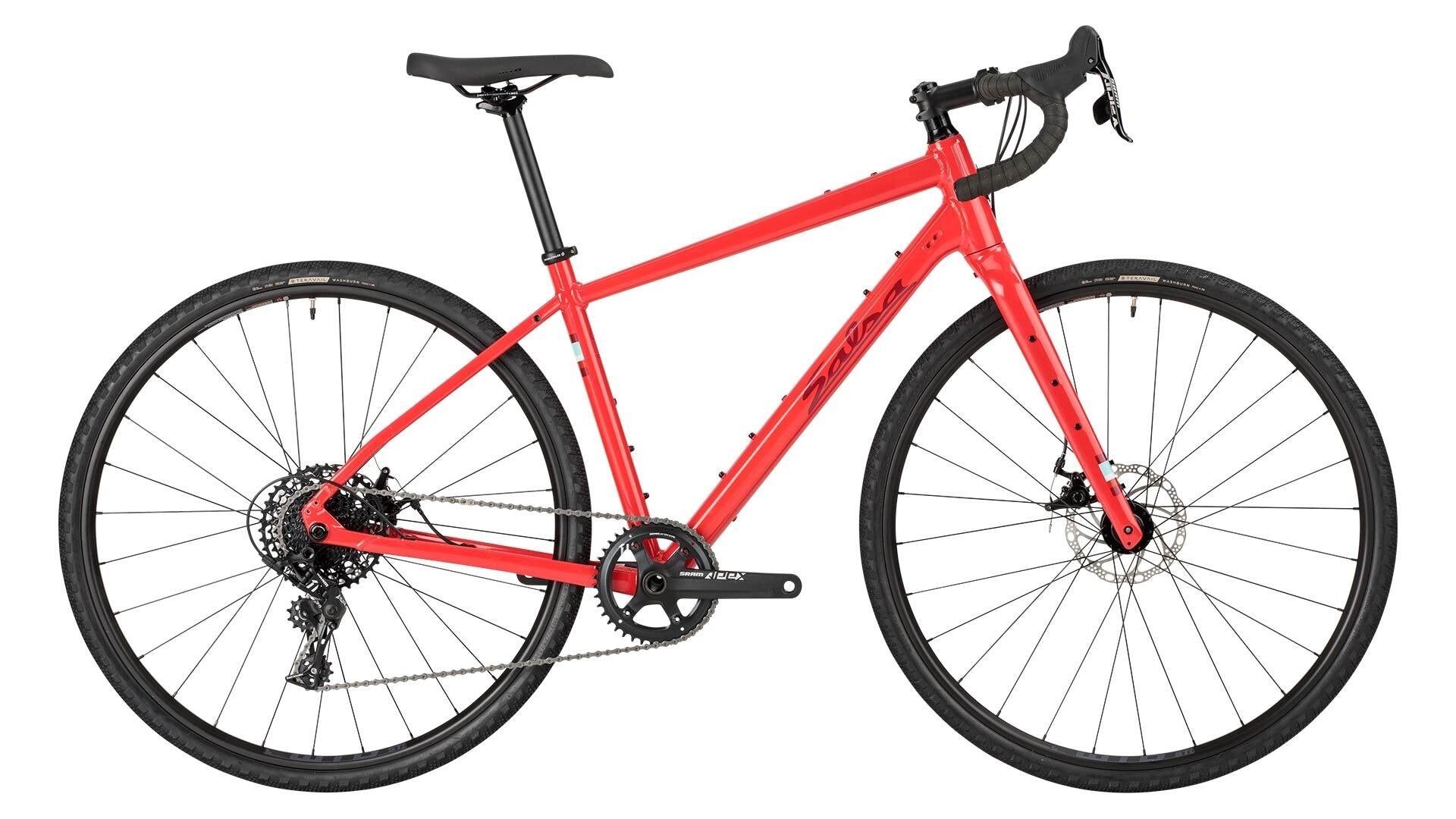Red bicycle on a white background