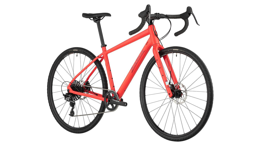 Red bicycle on a white background