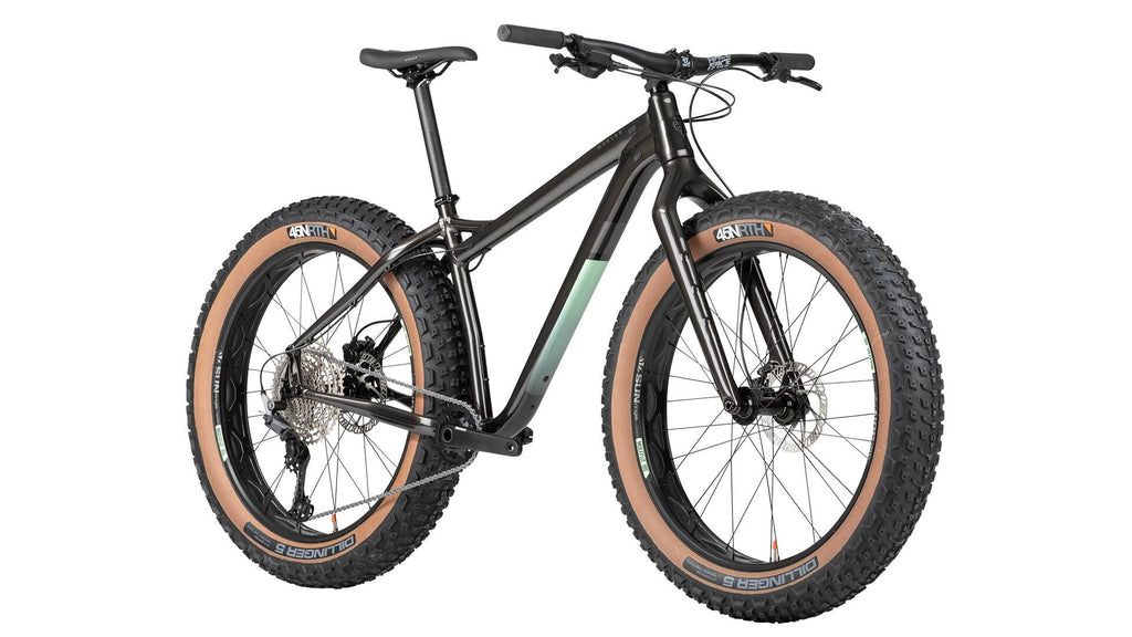 Black fat-tire bicycle on a white background