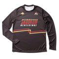 Brown long-sleeve shirt with 'Skookum Revelstoke' text and logos on a white background