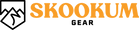 Skookum Gear logo with orange text and black mountain graphic
