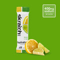Skraich Labs lemon and lime hydration sports drink package on a green background