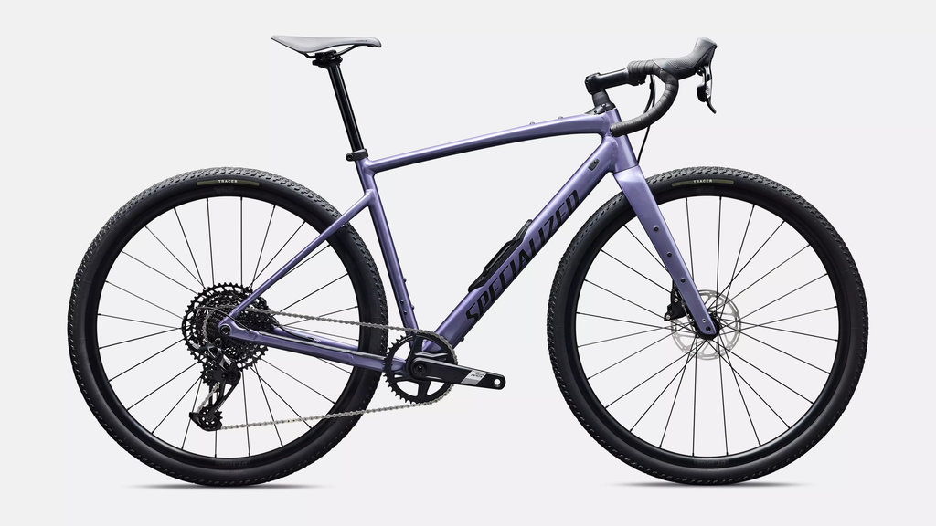 Purple bicycle on a white background