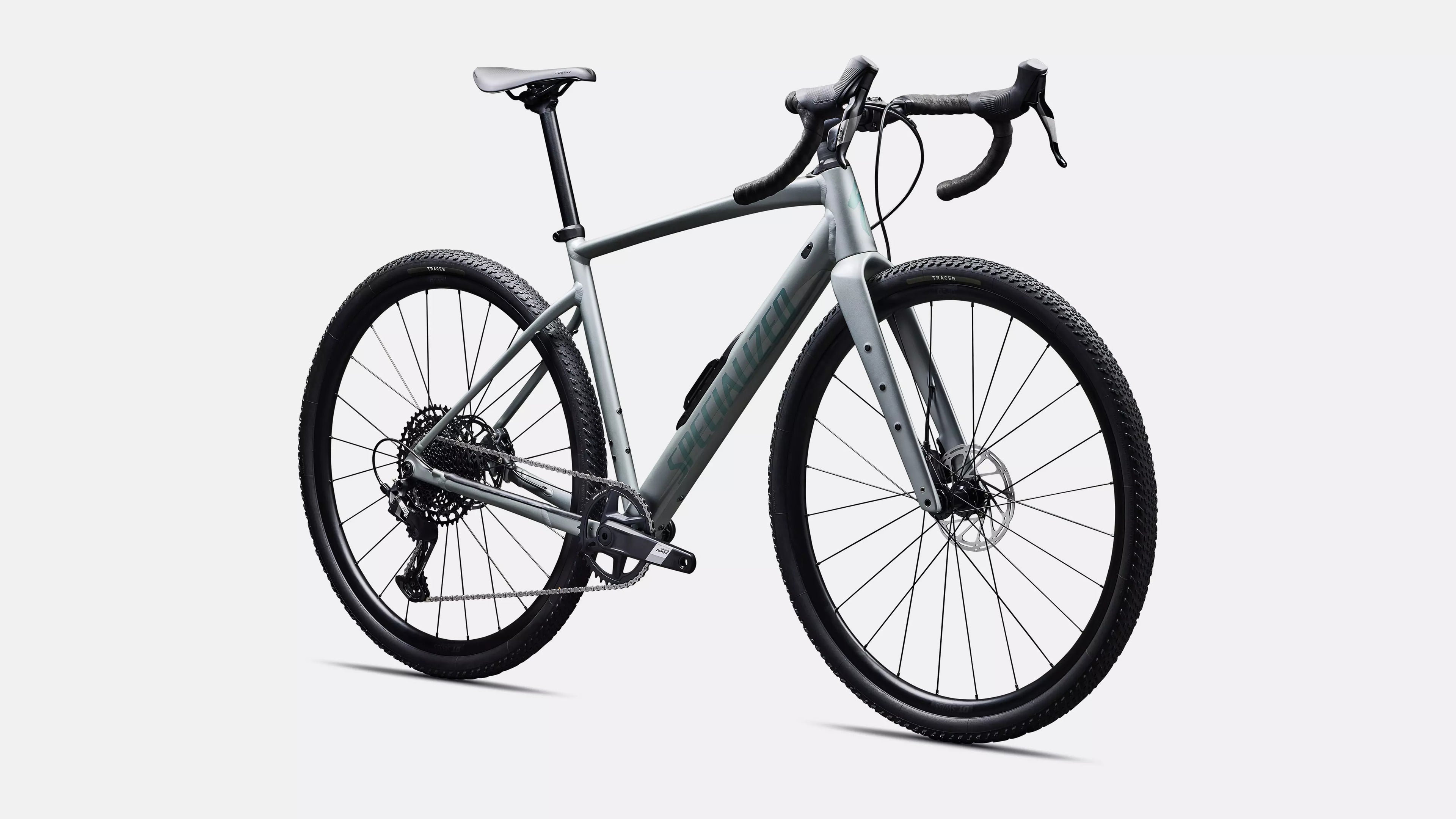 Gray bicycle on a white background