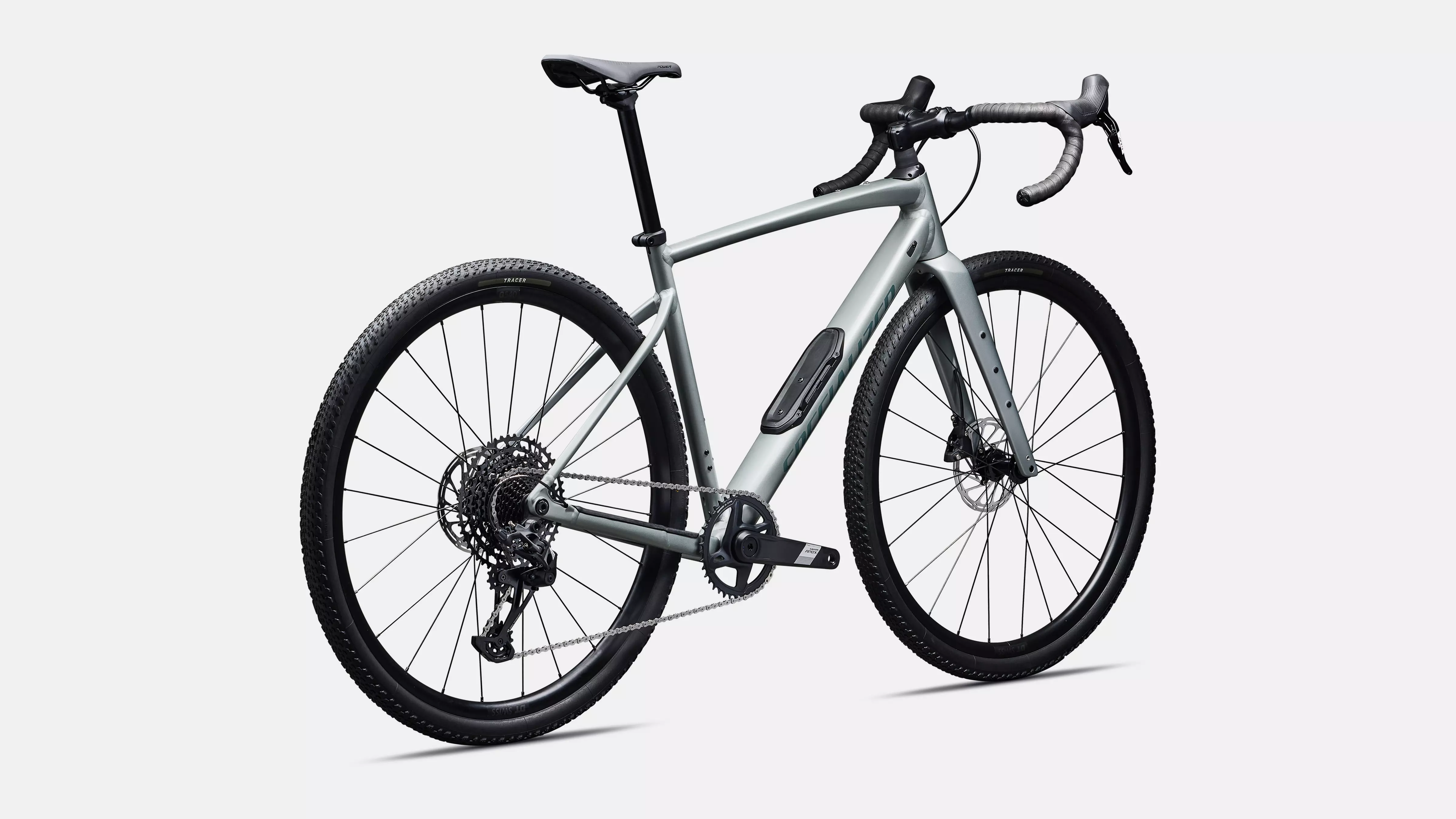 Gray bicycle on a white background
