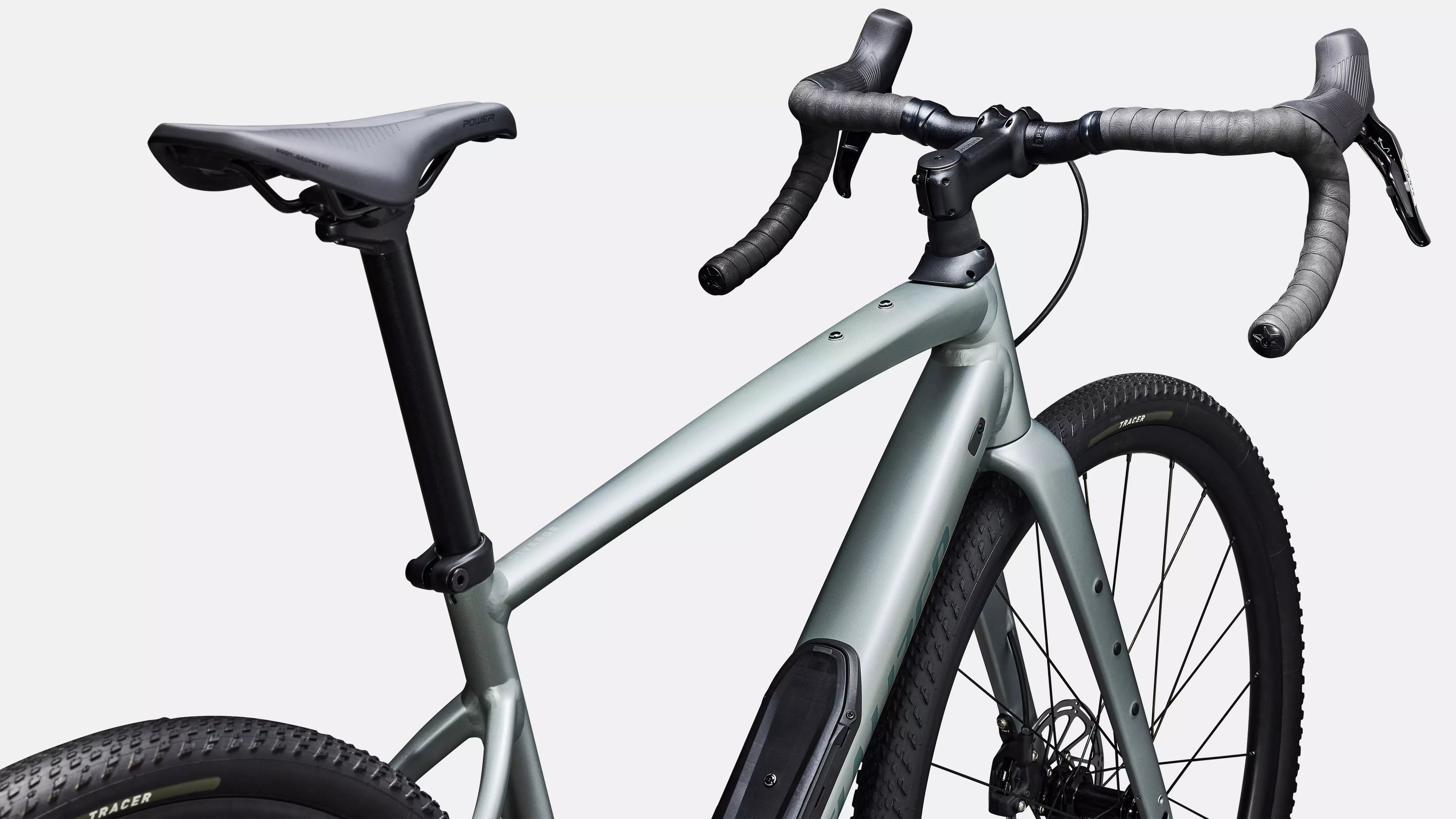 Gray bicycle on a light gray background