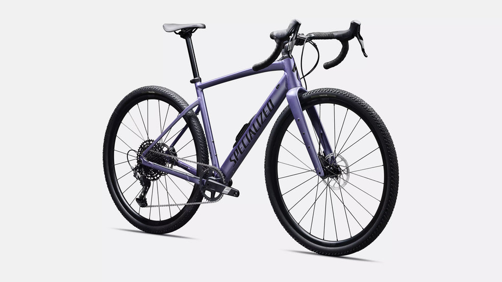Purple bicycle on a white background
