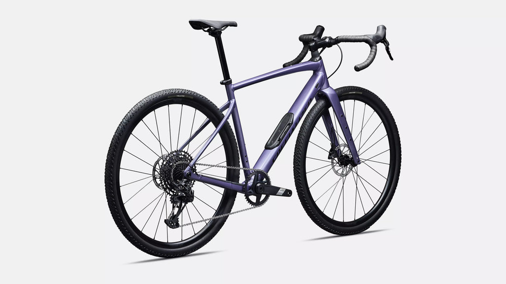 Purple bicycle on a white background