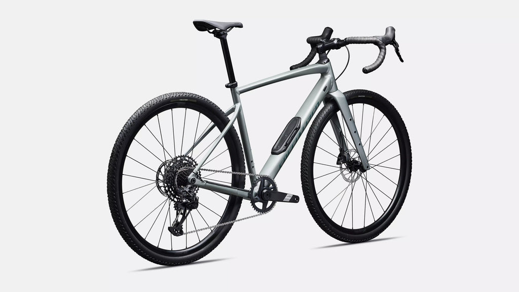 Gray bicycle on a white background