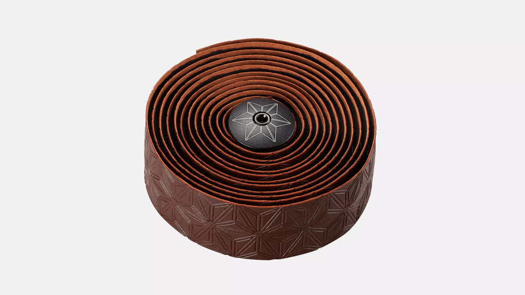Brown bicycle handlebar tape on a white background