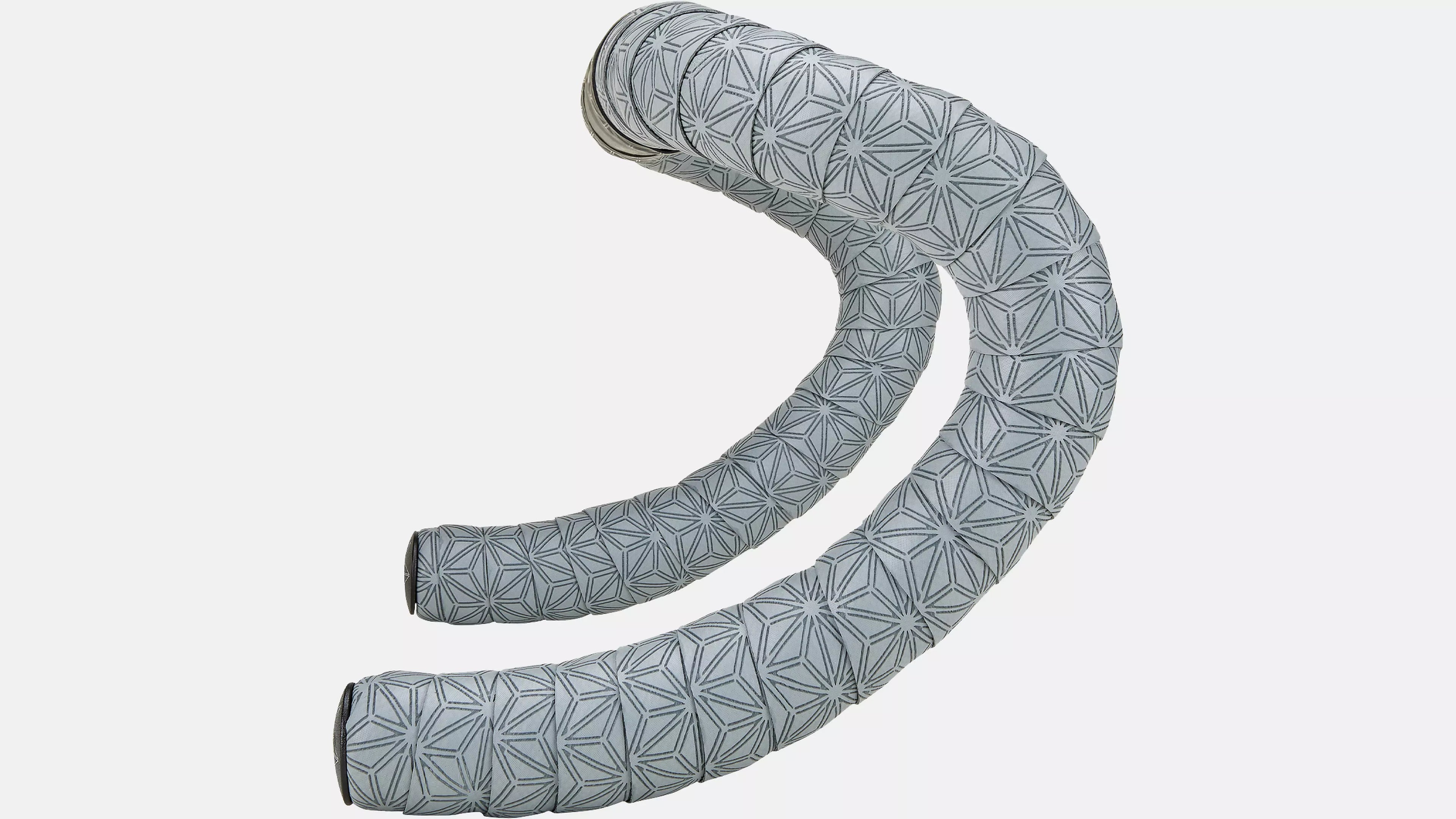 Gray quilted hose with geometric pattern on a white background