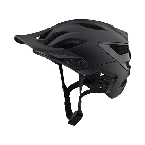 Black helmet with a white background