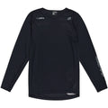 Black long-sleeve shirt with brand logos on a white background