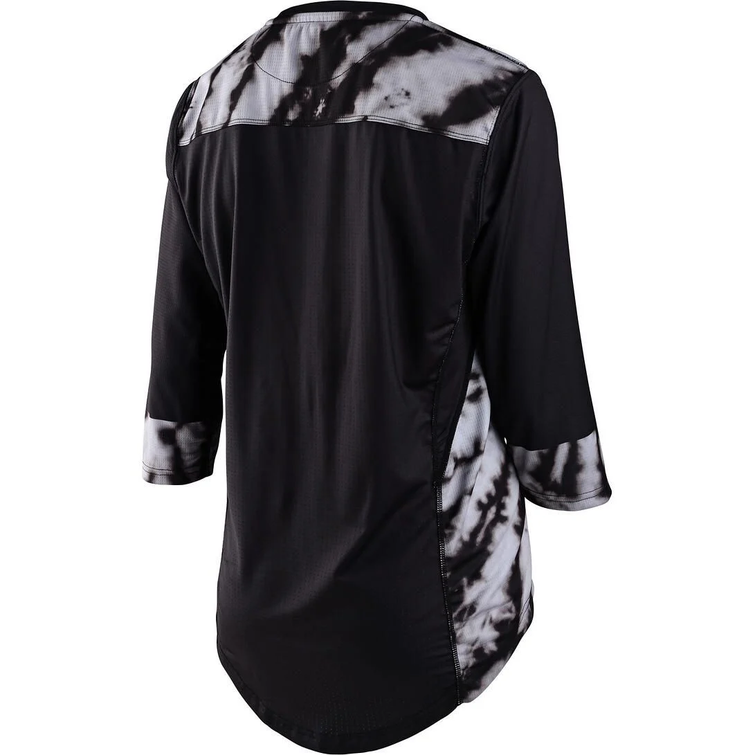 Black and white tie-dye shirt with 3/4 sleeves on a white background