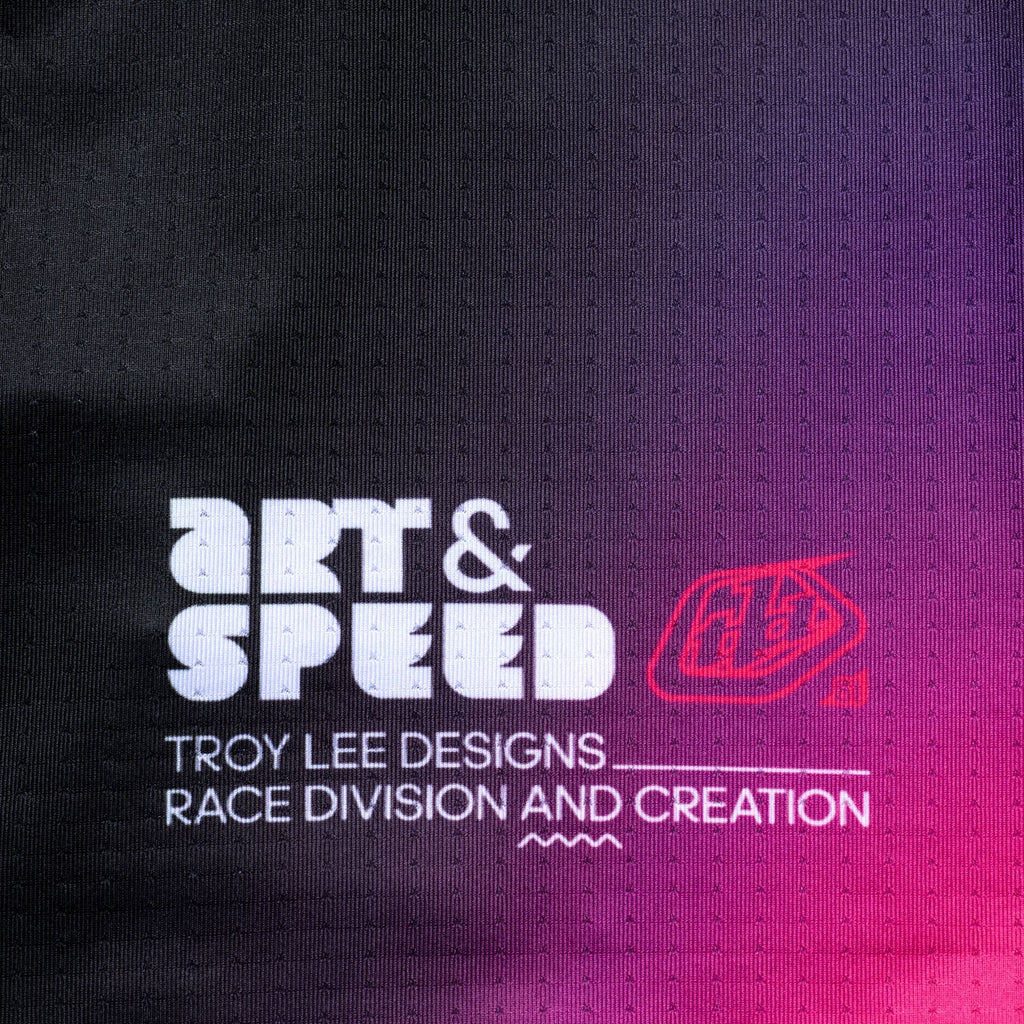 Gradient background with 'Art & Speed' and Troy Lee Designs logo
