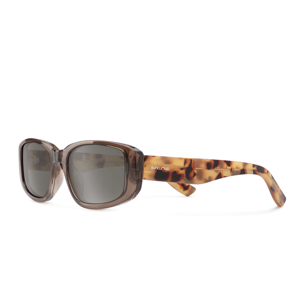 Sunglasses with tortoiseshell frame on a white background