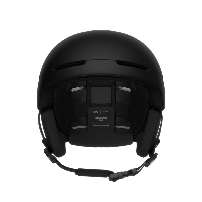 Black helmet with visible branding on a white background