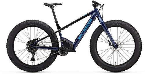 Blue and black electric bike on a white background