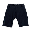 Black shorts with zippers on a white background